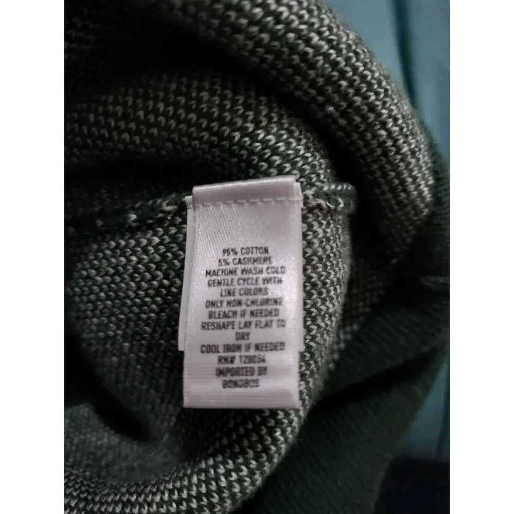 Bonobos Men's Large‎ Cotton Cashmere Birdseye Quarter Zip Sweater Green Pullover